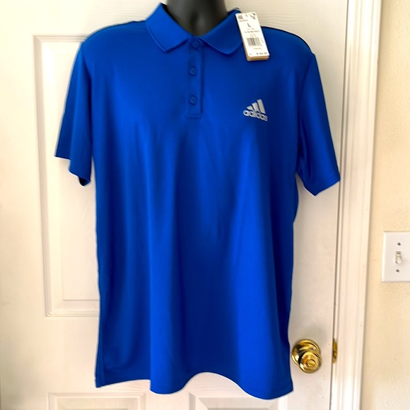 Adidas Aeroready Club Rib Polo Royal Blue NWT Mens Size L - Picture 1 of 4